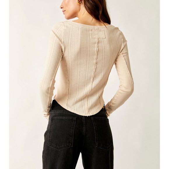 FREE PEOPLE Eyes On You Long Sleeve / Birch - Picture 3 of 4